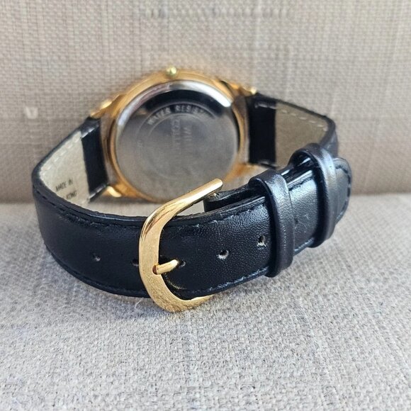 Wildlife Collection Wristwatch Analog Quartz Watch Black Genuine Leather Strap - Picture 8 of 12